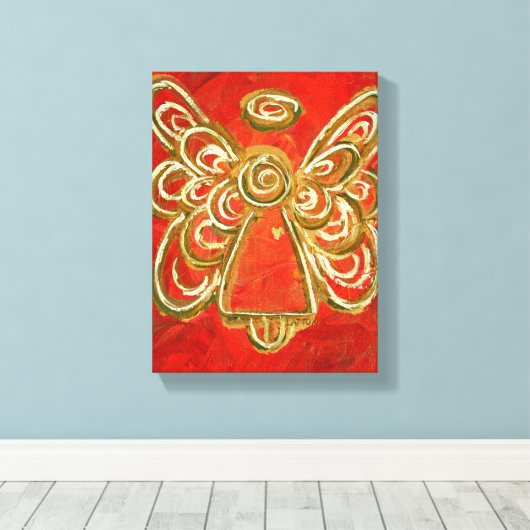 Red Guardian Angel Art Wrapped Canvas schilderen Afdruk (Insitu (Houten vloer))