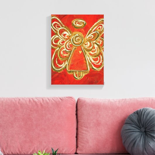 Red Guardian Angel Art Wrapped Canvas schilderen Afdruk (Insitu (Woonkamer))