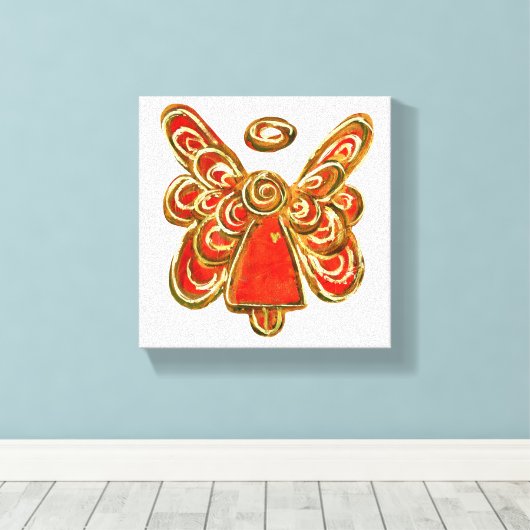Red Guardian Angel Art Wrapped Canvas schilderen Afdruk (Insitu (Houten vloer))