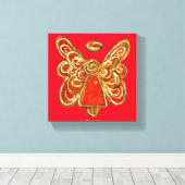 Red Guardian Angel Art Wrapped Canvas schilderen Afdruk (Insitu (Houten vloer))