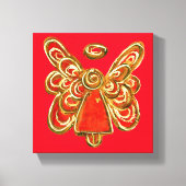 Red Guardian Angel Art Wrapped Canvas schilderen Afdruk (Voorkant)