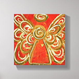 Red Guardian Angel Art Wrapped Canvas schilderen Afdruk