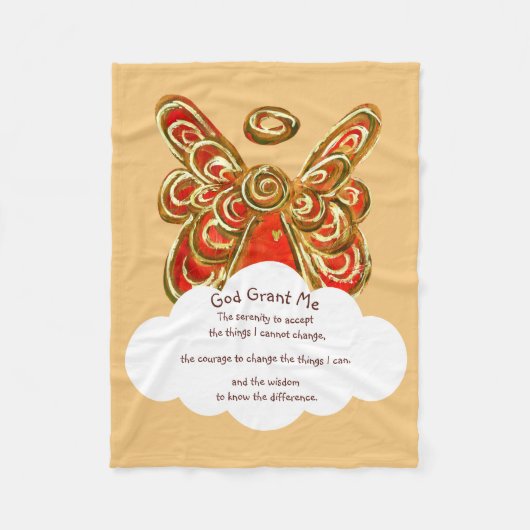 Red Guardian Angel Serenity Prayer Blanket Fleece Deken (Voorkant)