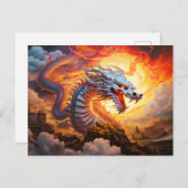 Red Guardian Chinese Airbrush Dragon in Gold Flame Briefkaart (Voorkant / Achterkant)