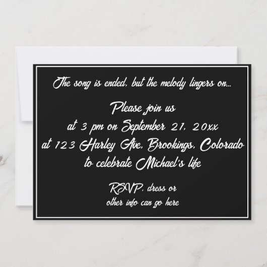 Red Guitar Celebration of Life Kaart (Achterkant)