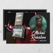 Red Guitar Celebration of Life Kaart (Voorkant / Achterkant)