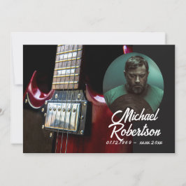Red Guitar Celebration of Life Kaart