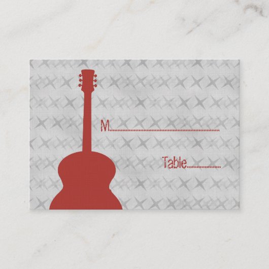 Red Guitar Grunge Place Card Plaatskaartje (Voorkant)