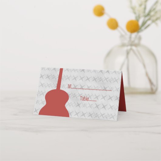 Red Guitar Grunge Tented Place Card Plaatskaartje (Voorkant)