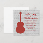 Red Guitar Grunge Wedding Invite Kaart (Voorkant / Achterkant)