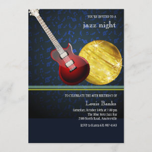 Red Guitar Invitation Kaart