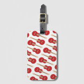 Red Guitar Pattern Bagagelabel (Voorkant (verticaal))