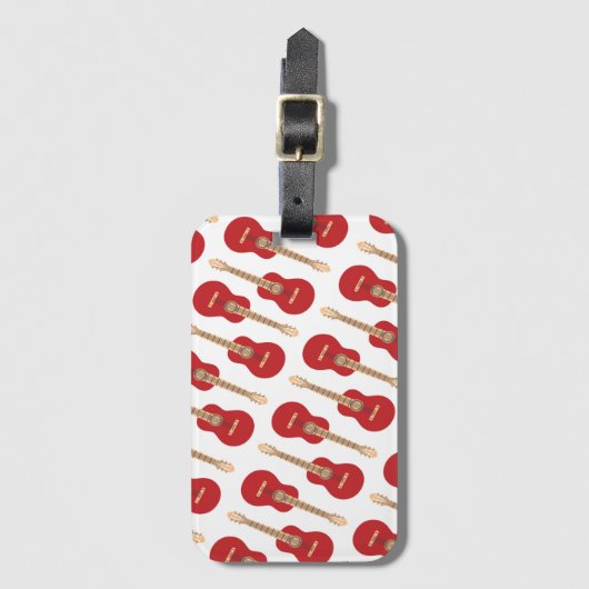 Red Guitar Pattern Bagagelabel (Voorkant (verticaal))