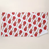 Red Guitar Pattern Strandlaken (Voorkant)