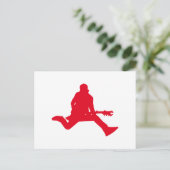 Red Guitar Player Silhouette Briefkaart (Staand voorkant)