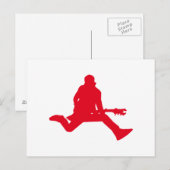 Red Guitar Player Silhouette Briefkaart (Voorkant / Achterkant)