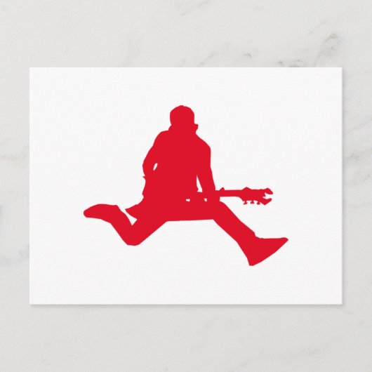 Red Guitar Player Silhouette Briefkaart (Voorkant)