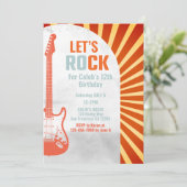 Red Guitar Rock en Roll Rockstar Birthday Kaart (Staand voorkant)
