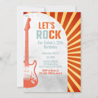 Red Guitar Rock en Roll Rockstar Birthday