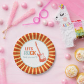 Red Guitar Rock en Roll Rockstar Birthday Papieren Bordje (Feest)