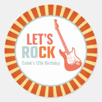 Red Guitar Rock en Roll Rockstar Birthday