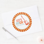Red Guitar Rock en Roll Rockstar Birthday Ronde Sticker (Envelop)