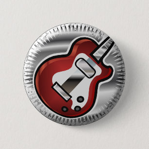 Red Guitar Ronde Button 5,7 Cm