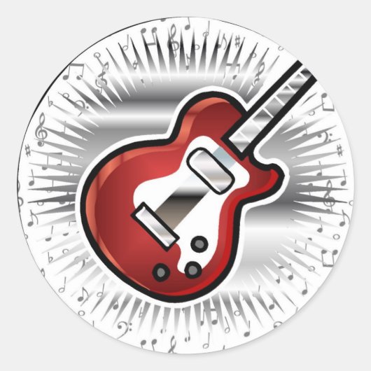 Red Guitar Ronde Sticker (Voorkant)