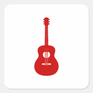 Red Guitar Sticker - muziekliefhebber Acoustic Ele
