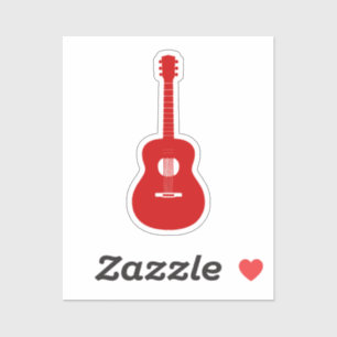 Red Guitar Sticker - muziekliefhebber Acoustic Ele