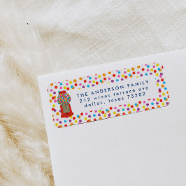 Red Gumball Machine Snoep Gum Return Address Etiket