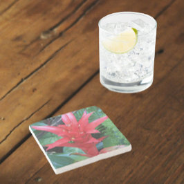 Red Guzmania Bromeliad Floral Stenen Onderzetter