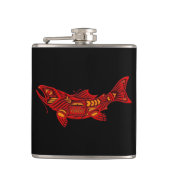 Red Haida Spirit Fish op Black Heupfles (Voorkant)