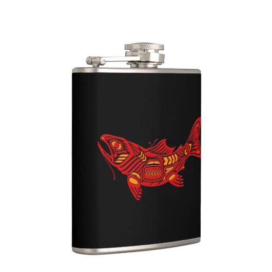 Red Haida Spirit Fish op Black Heupfles (Rechts)