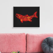 Red Haida Spirit Fish op zwart Canvas Afdruk (Insitu (Woonkamer))