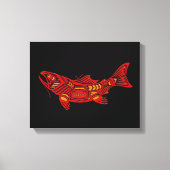 Red Haida Spirit Fish op zwart Canvas Afdruk (Voorkant)