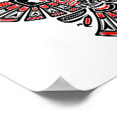 Red Haida Two Headed Spirit Bird op White Poster (Hoek)
