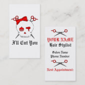 Red Hair Accesory Skull (schaar-kruisbeenderen) Afsprakenkaartje (Voorkant / Achterkant)