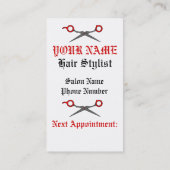 Red Hair Accesory Skull (schaar-kruisbeenderen) Afsprakenkaartje (Achterkant)