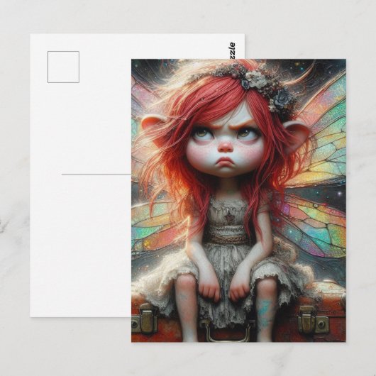 Red Hair Attitude Fairy Briefkaart (Voorkant / Achterkant)