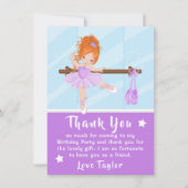 Red Hair Ballerina Paars Birthday Bedankt (Voorkant)