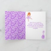 Red Hair Ballerina Paars Birthday Bedankt (Binnen)