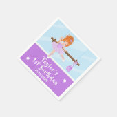 Red Hair Ballerina Paars Tutu Birthday Napkins Servet (Hoek)