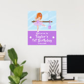 Red Hair Ballerina Paars Tutu Welkomstteken Poster (Thuiskantoor)