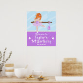 Red Hair Ballerina Paars Tutu Welkomstteken Poster (Keuken)