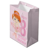 Red Hair Birthday Ballerina Medium Gift Bag Cadeauzakje (Voorkant Gekanteld)