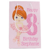 Red Hair Birthday Ballerina Medium Gift Bag Medium Cadeauzakje (Voorkant)