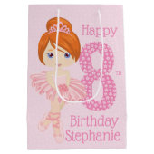 Red Hair Birthday Ballerina Medium Gift Bag Medium Cadeauzakje (Achterkant)