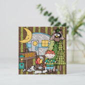 Red Hair Boy Camping Birthday Invitations Kaart (Staand voorkant)
