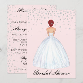 Red Hair Bride Illustration Diamond Vrijgezellenfe Kaart